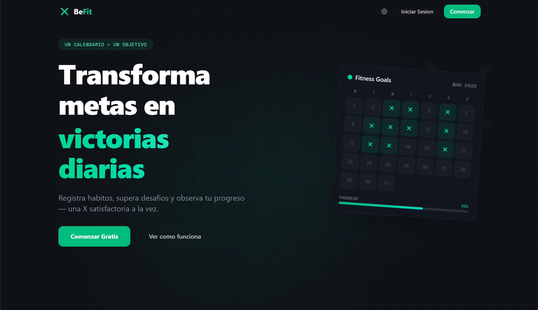 Be Fit Pro - Gestión de Objetivos con Calendarios